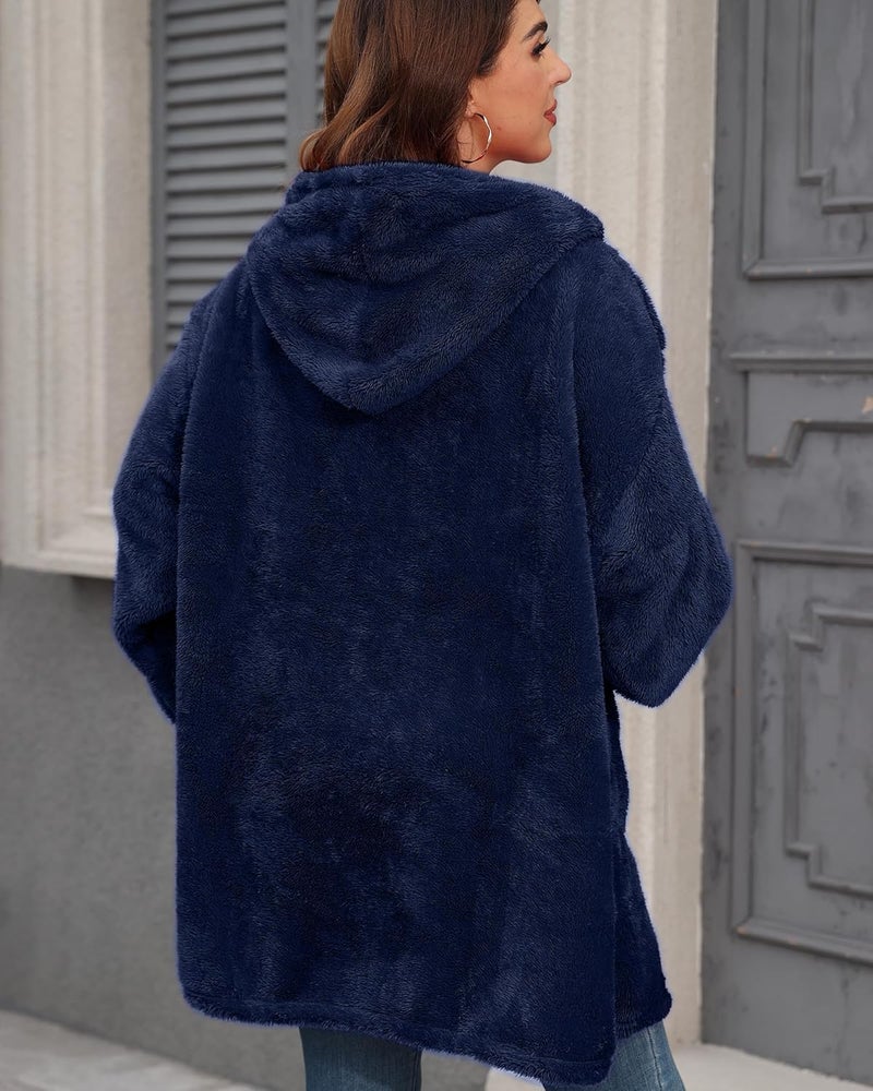 Argstar Hooded Cardigan for Women and Men, Oversized Sweatshirt Fuzzy Fleece Blanket Hoodie Jacket - One Size Fits All - Image 3